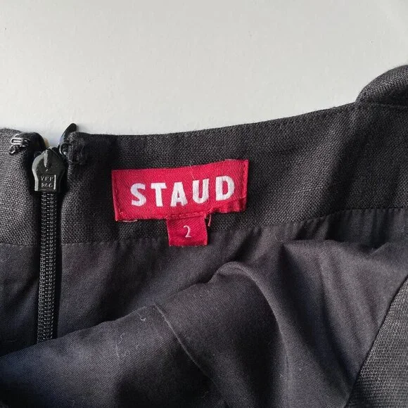 STAUD Mickey Dress 2 Black Linen Sequin Cutout Maxi Dress Evening - Picture 6 of 10